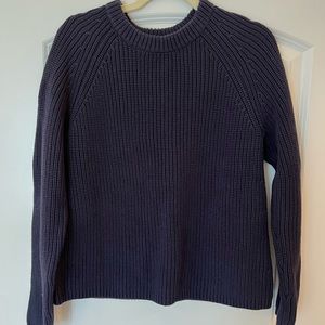 Quince cotton navy fisherman sweater.
